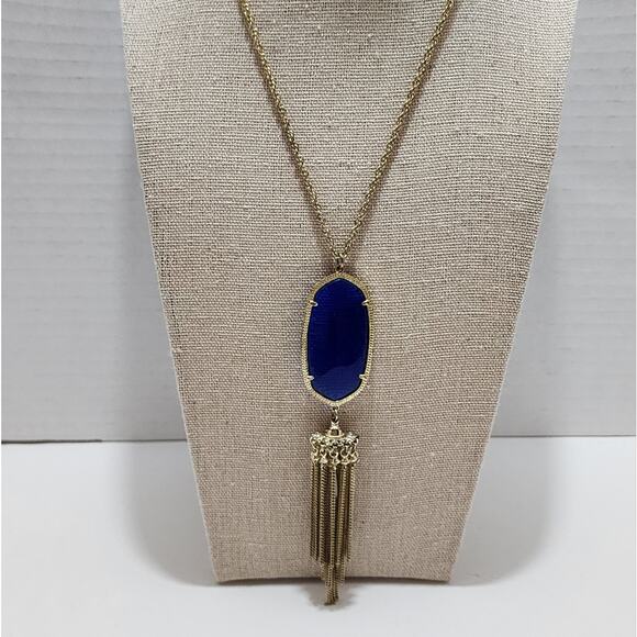 Kendra Scott Cobalt Blue and Gold Rayne Necklace‎ - Picture 3 of 7